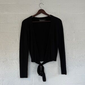 Cashmere Black Tie-Front Knit Top